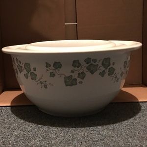 Corelle Coordinates CALLAWAY Green IVY Stoneware - 3 bowl set